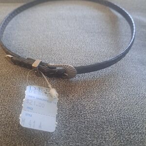 Black Leather Western Hat Band  with Silver Buckle